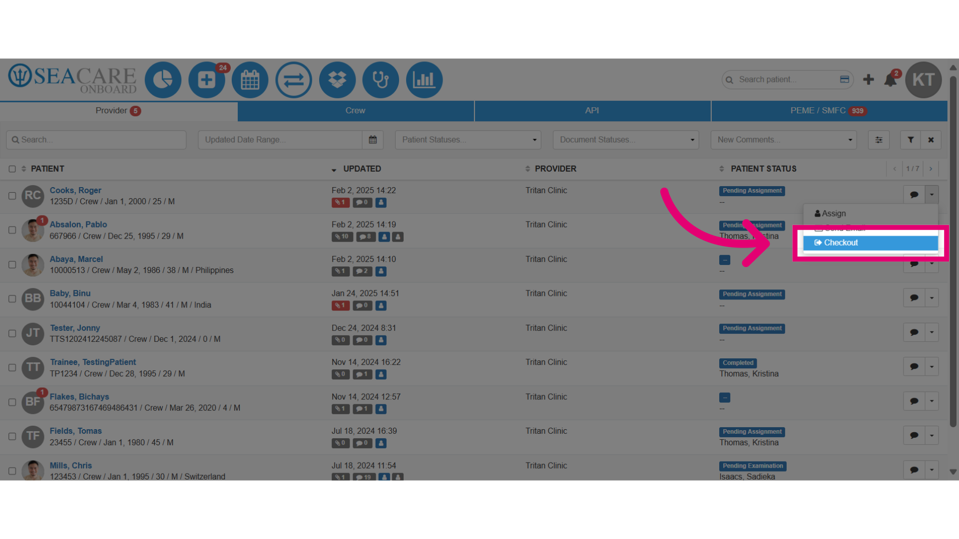 Select 'Checkout'