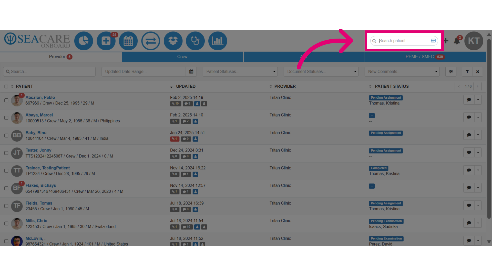 Check the patient back in using 'Global Search'