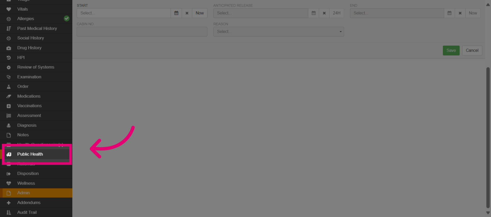 Select the 'Public Health' module