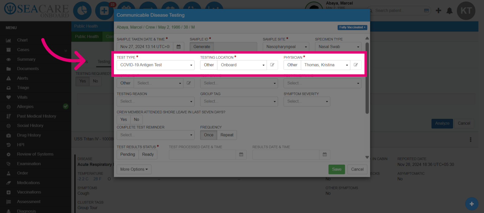 Add Test Type, Location, and Instrument