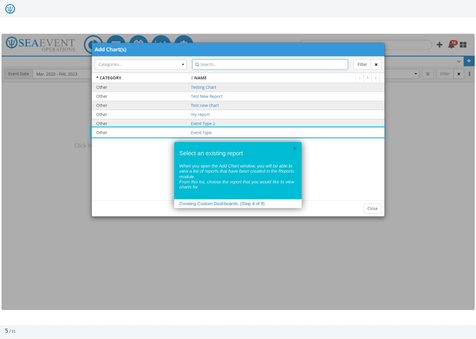 Selecting an Existing Report