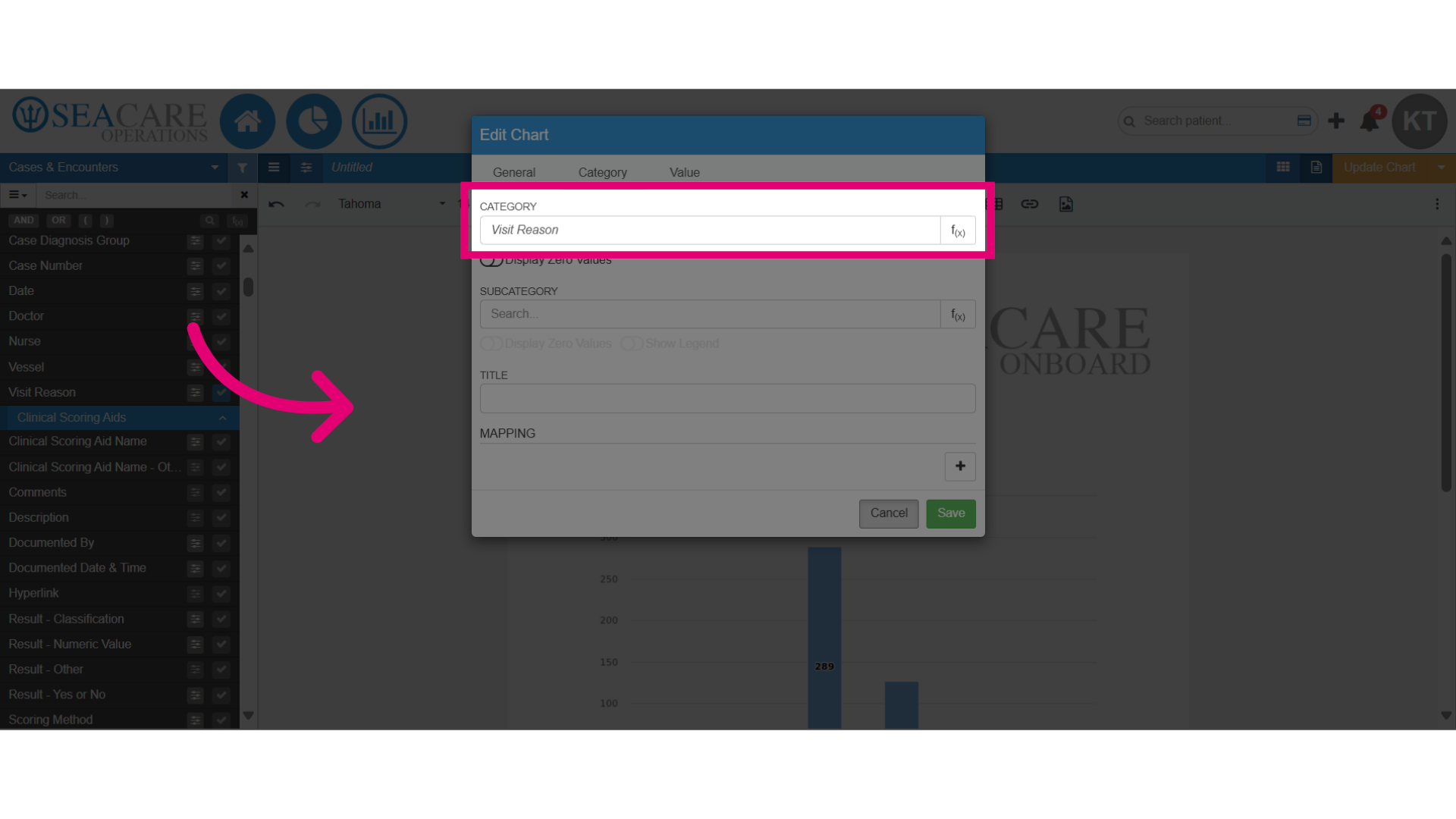 Type in the data field name