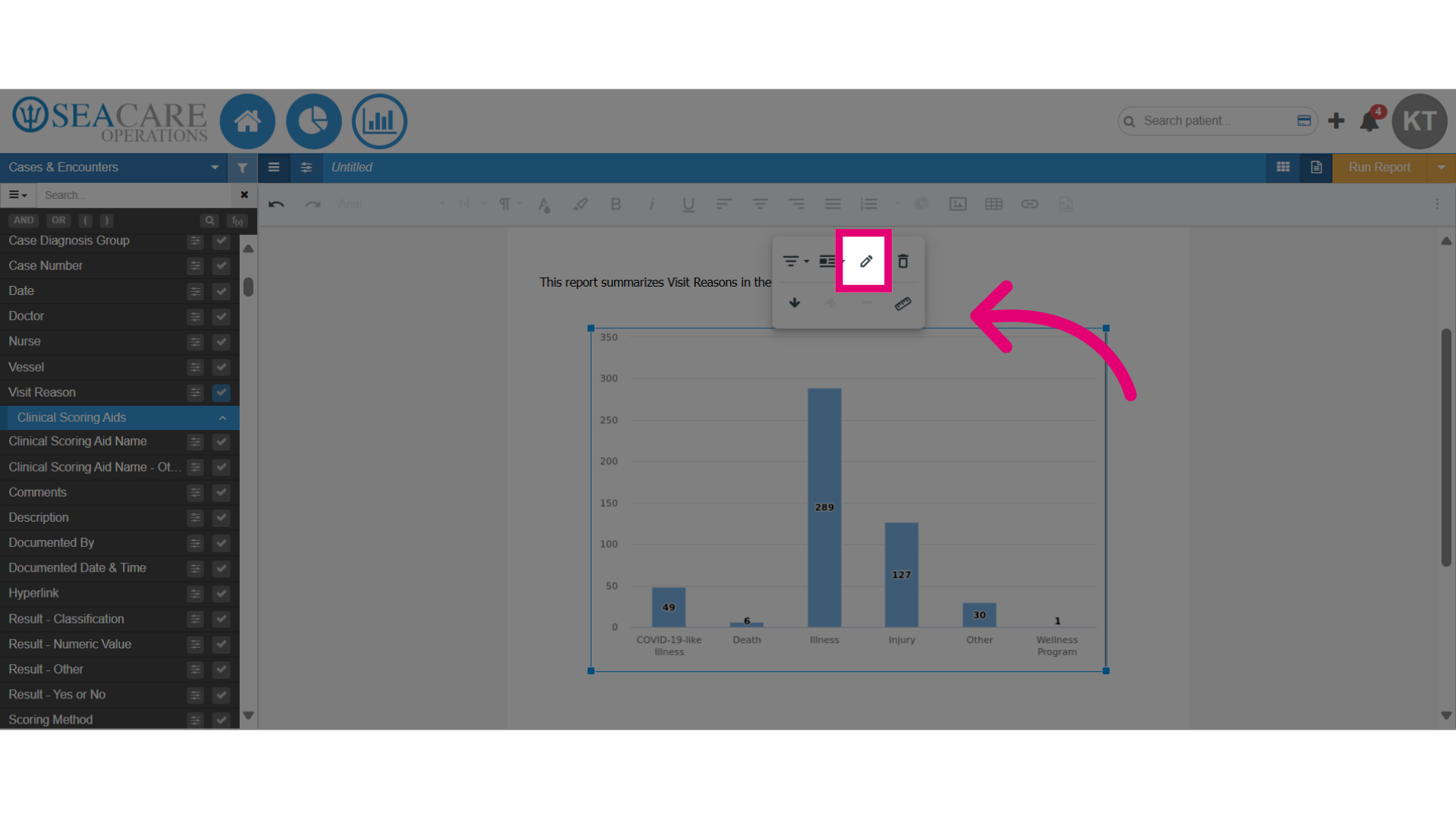 Select the Edit button to make updates to the chart.