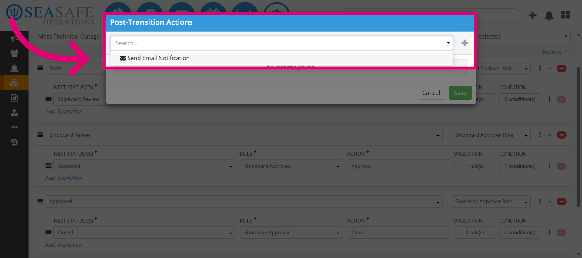 Choose Email Notification Action
