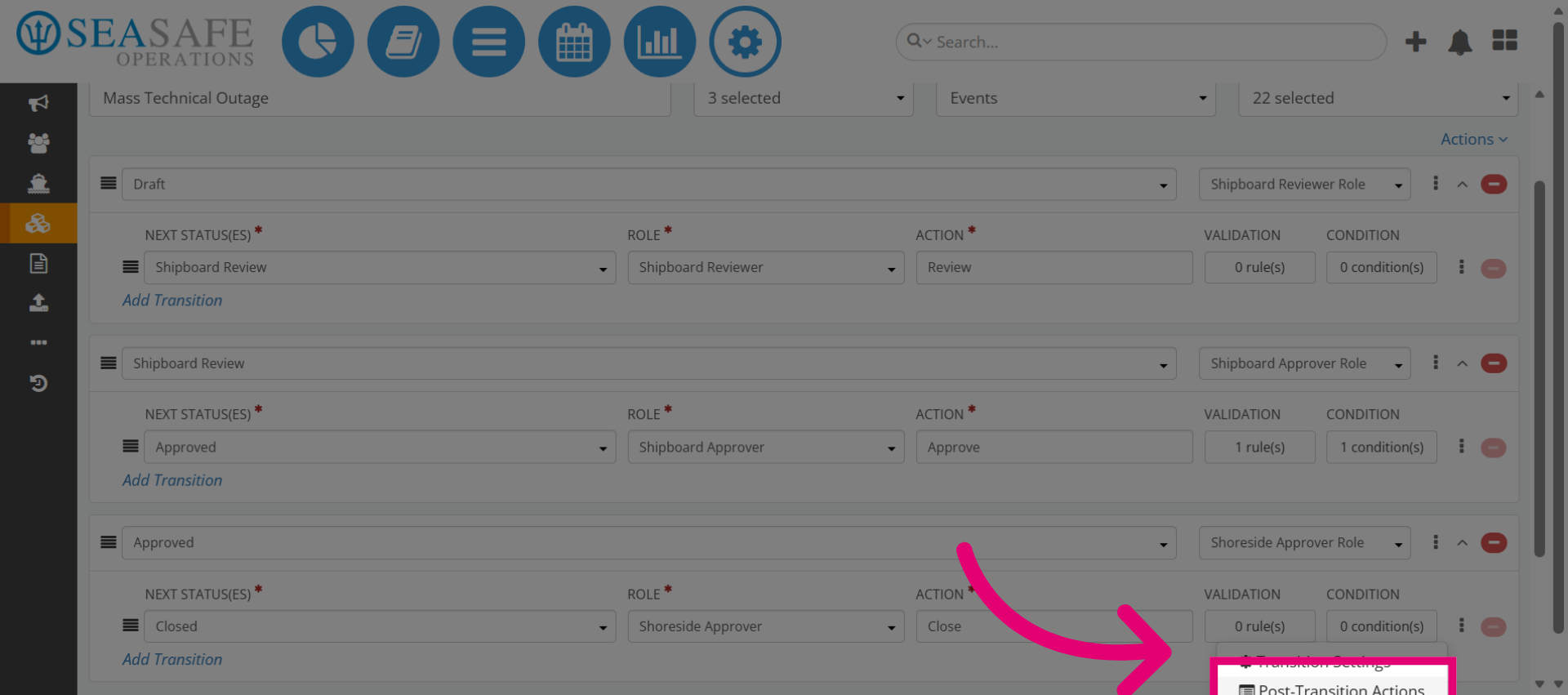 Access Post-Transition Actions