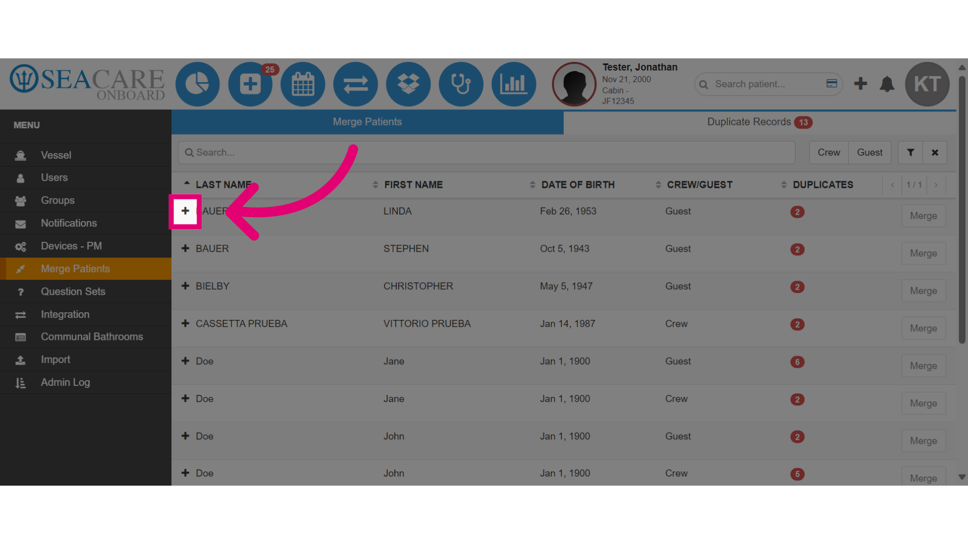 Expand the patient record