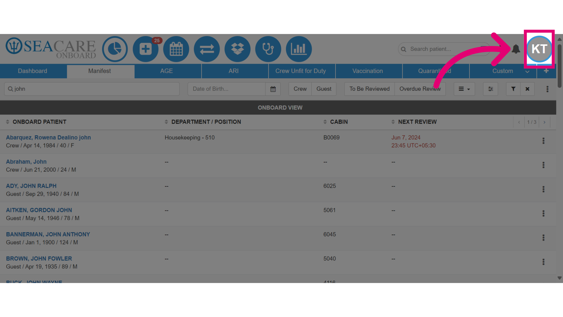 Click on your avatar or initials to access the Admin menu