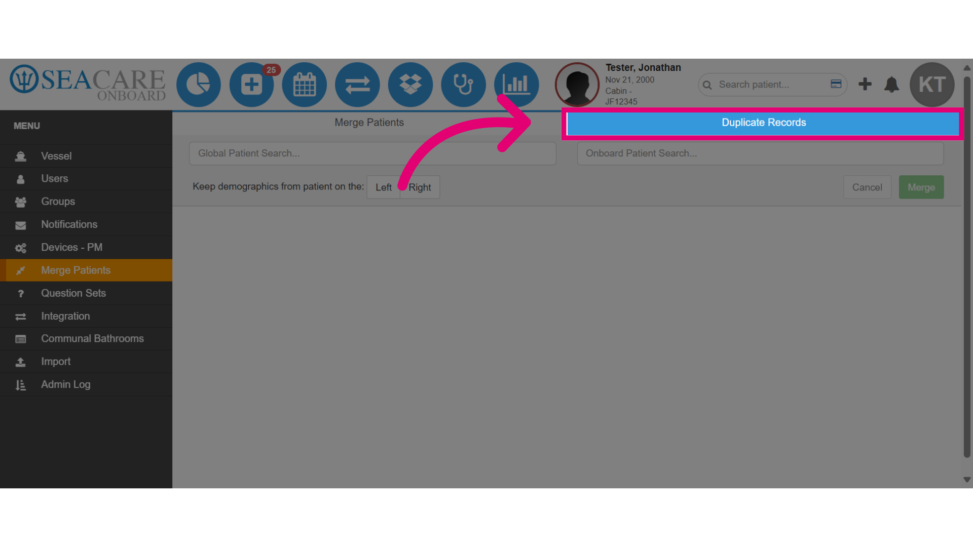 Select 'Duplicate Records' tab