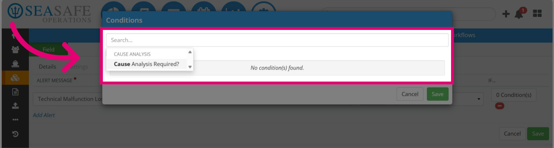 Select the condition you want to add