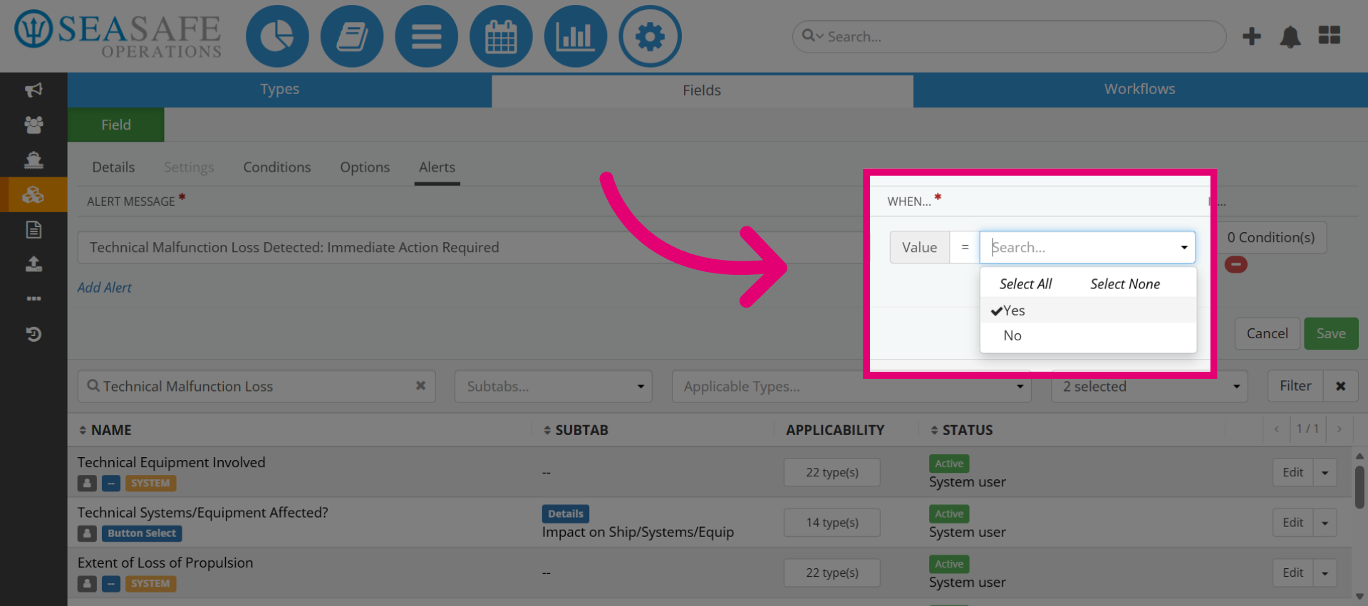 Select Yes Option