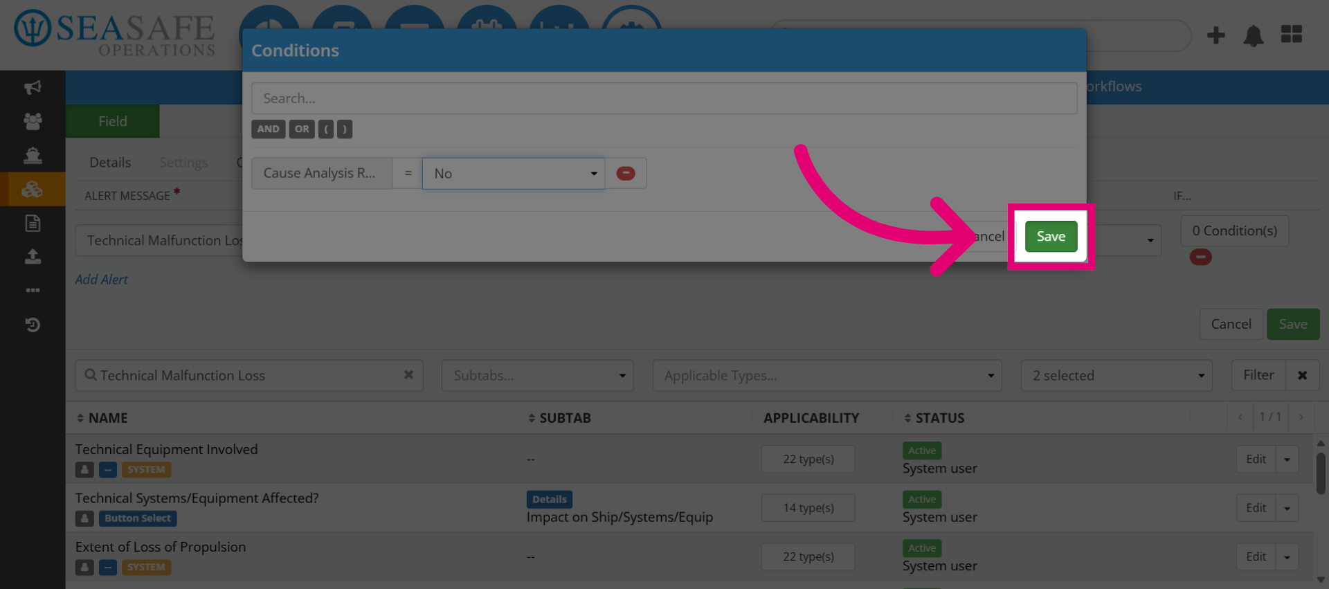 Save Alert Configuration