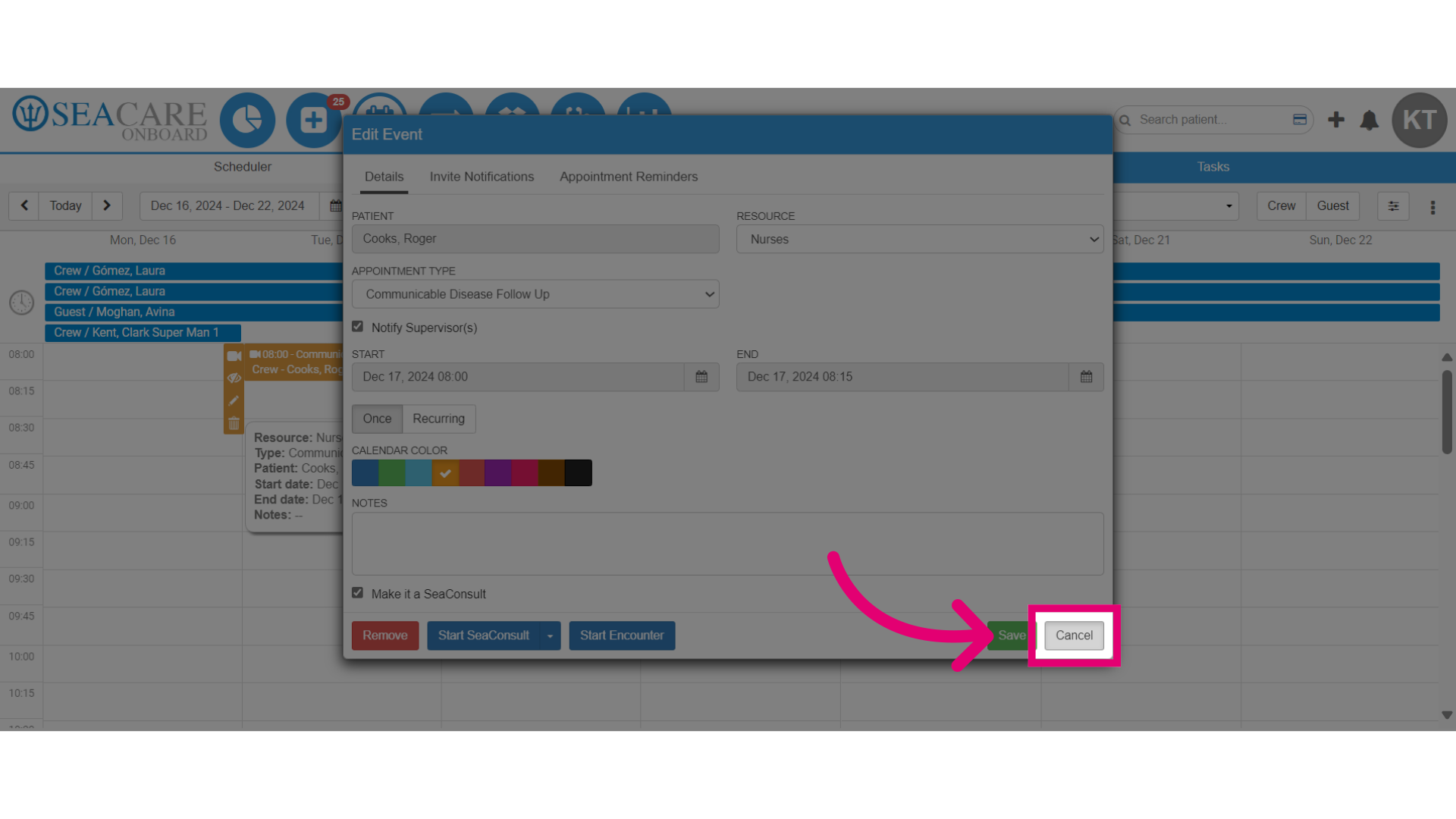 Close the window by selecting 'Cancel'