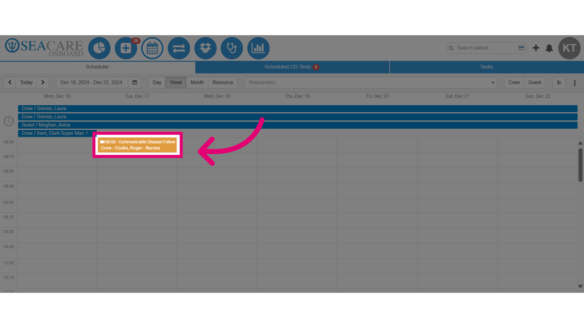 Select the Appointment on the Calendar