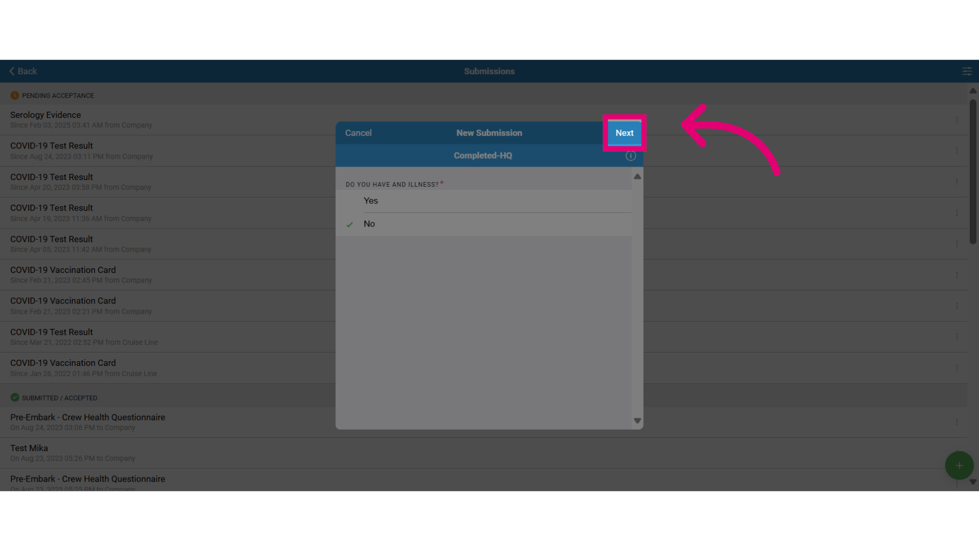 Select 'Next' to continue