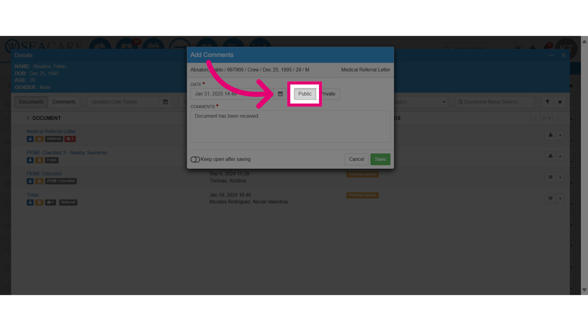 Select Public for visibility for all users