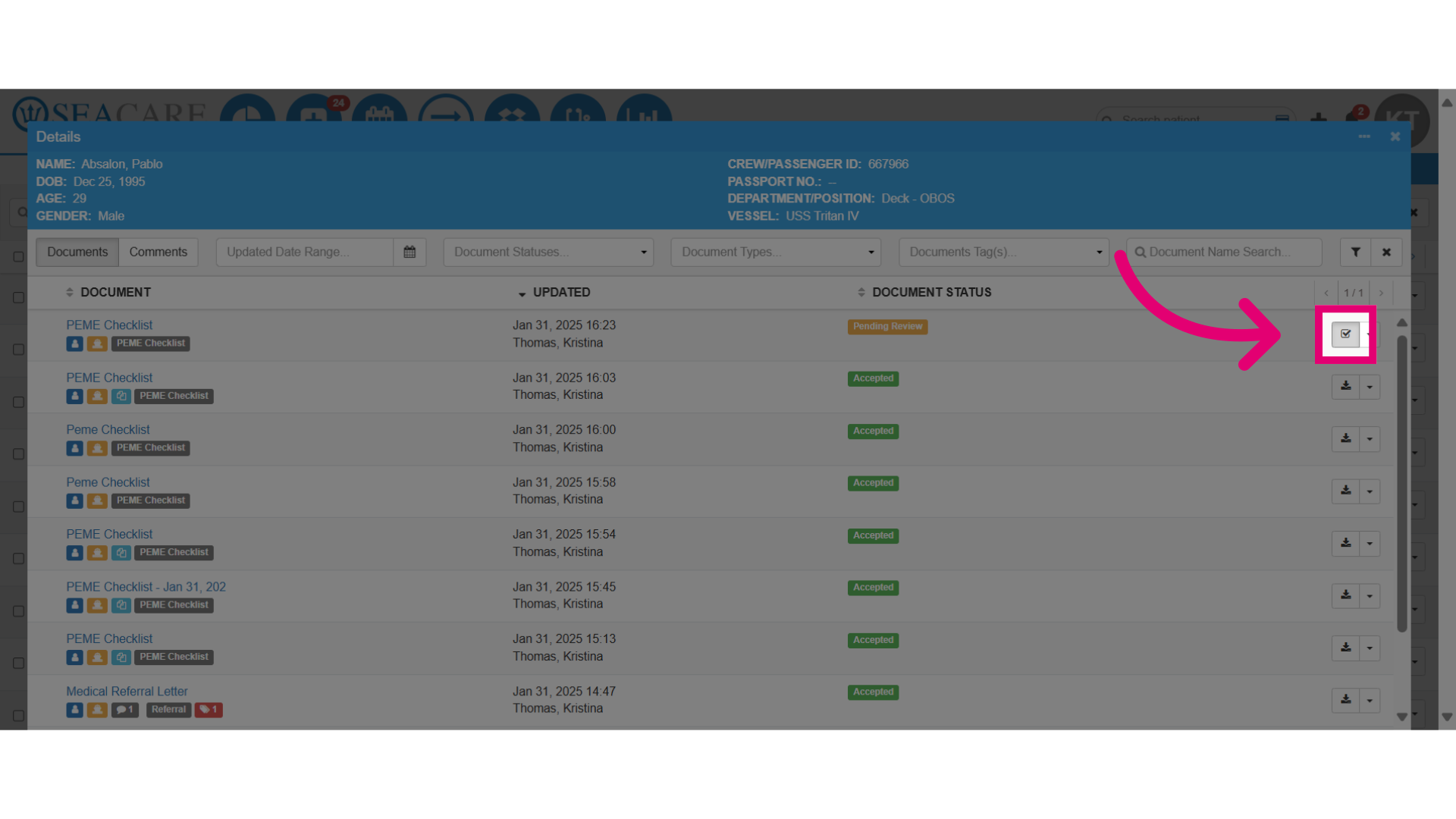 Select the 'Review' button