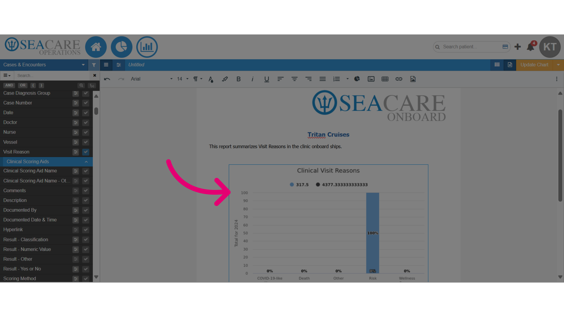 Double-click on the chart