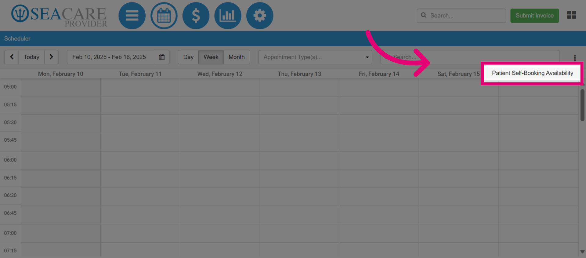 Click 'Patient Self-Booking Availability'
