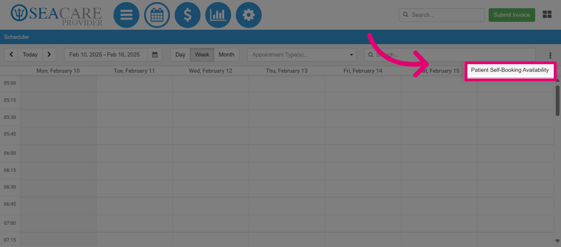 Click 'Patient Self-Booking Availability'