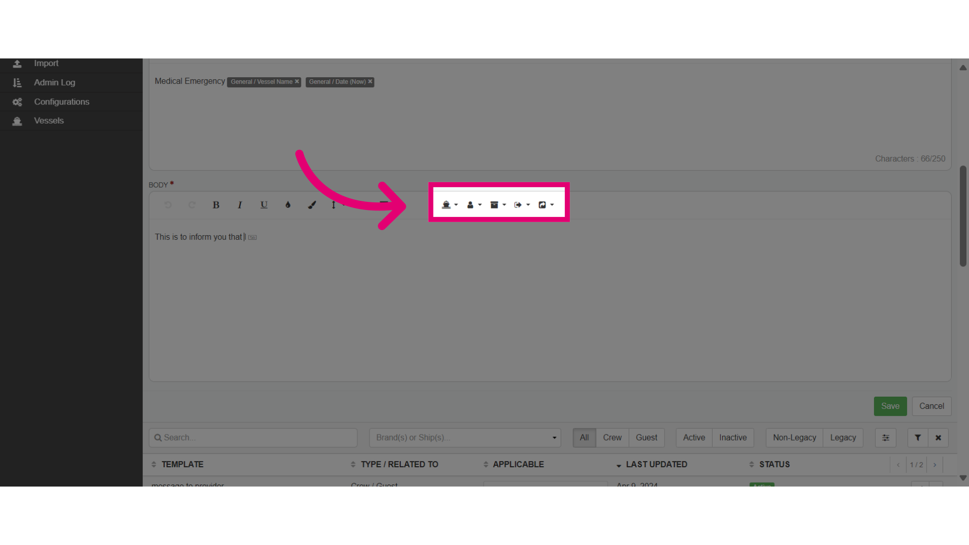 Add 'Variables to the 'Body' message