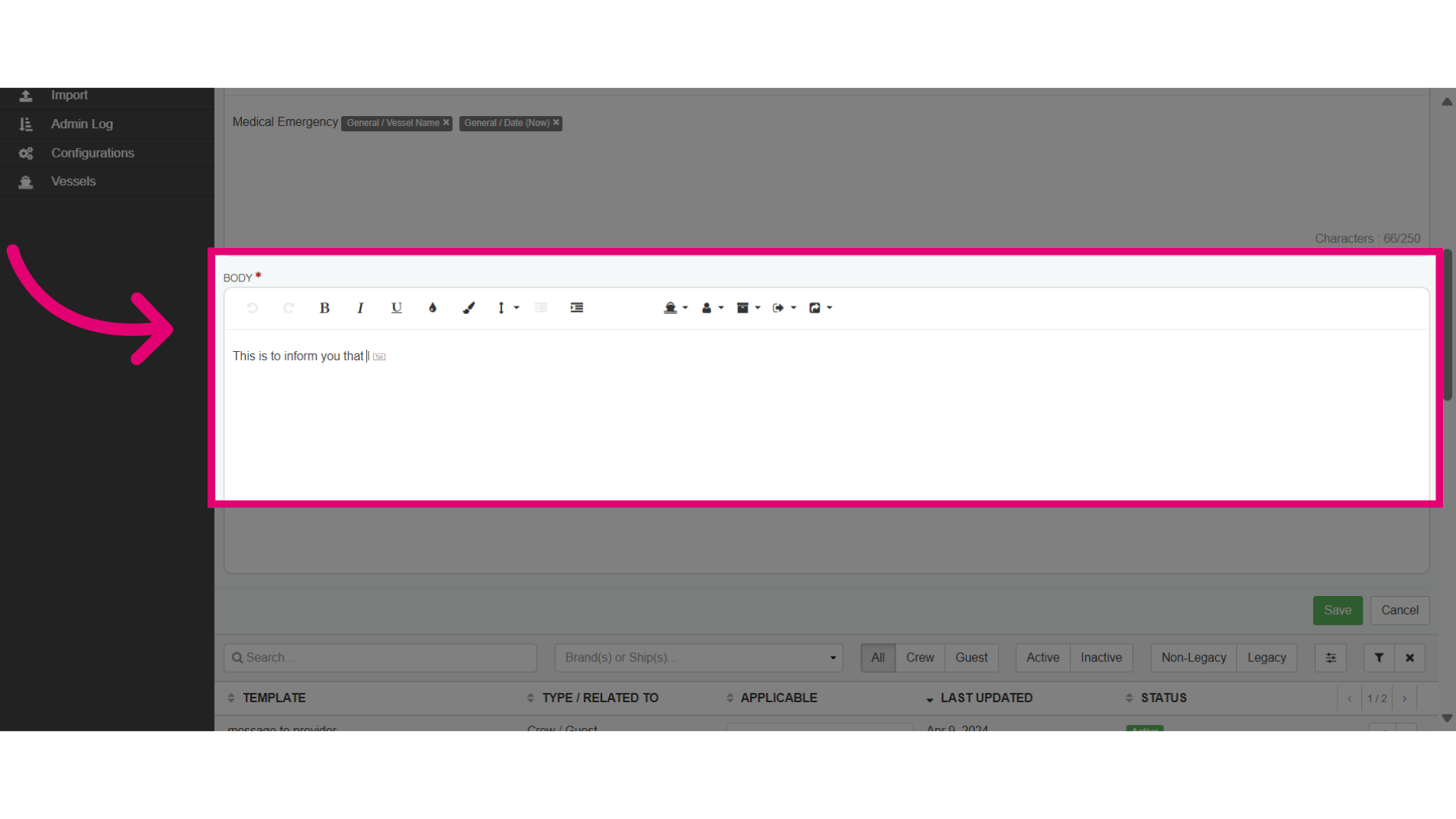 Add a 'Body' message