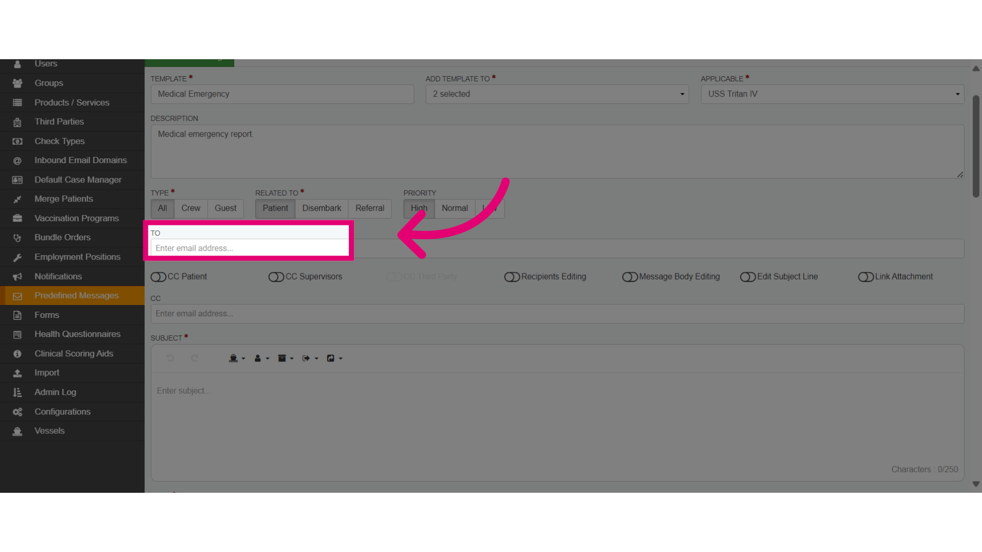 Add the default recipients