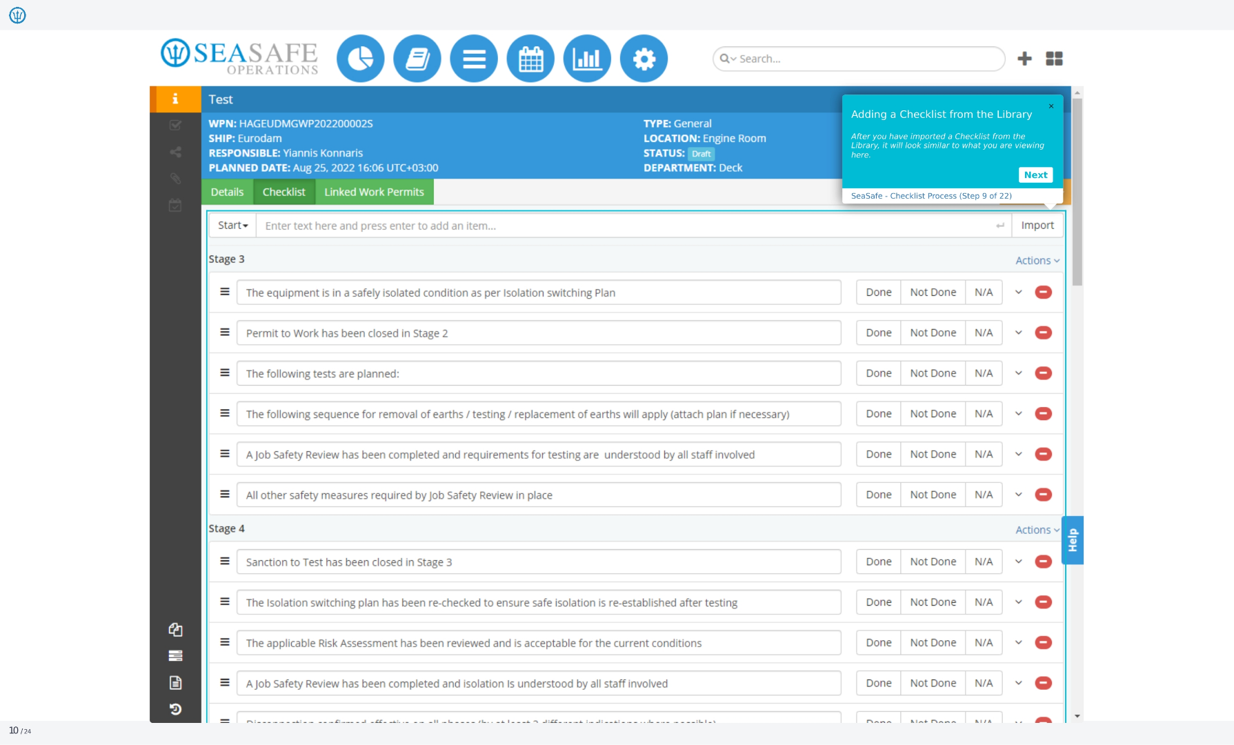 Checklist Library View