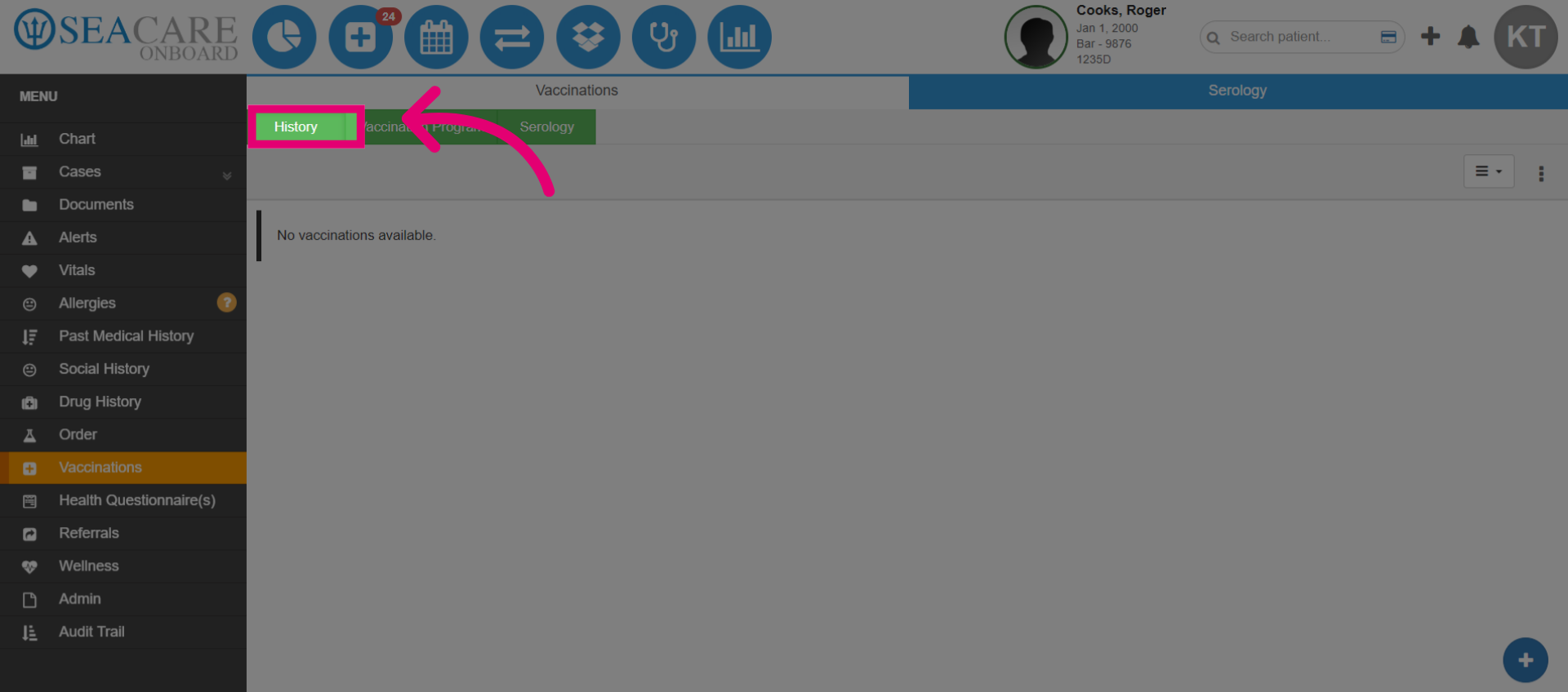 Select 'History'