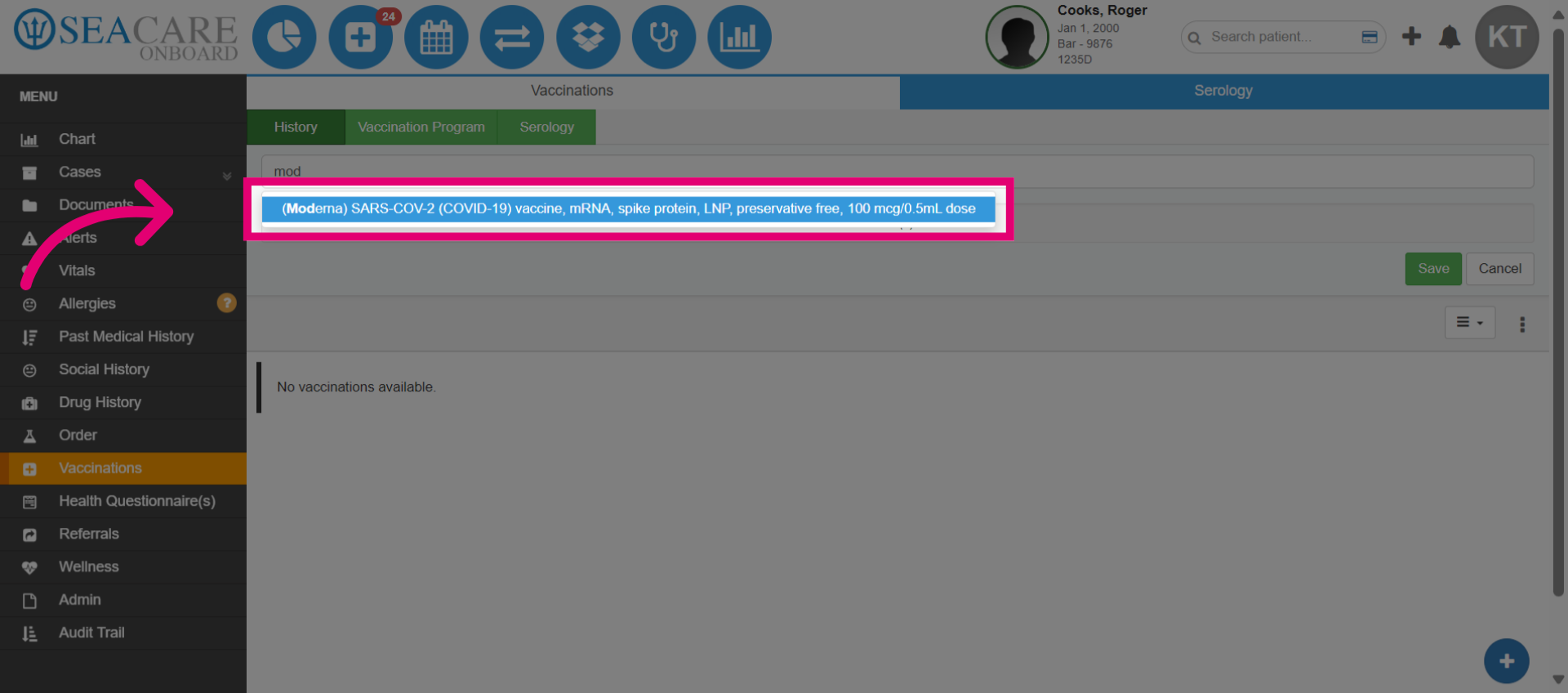 Select the vaccine from the list
