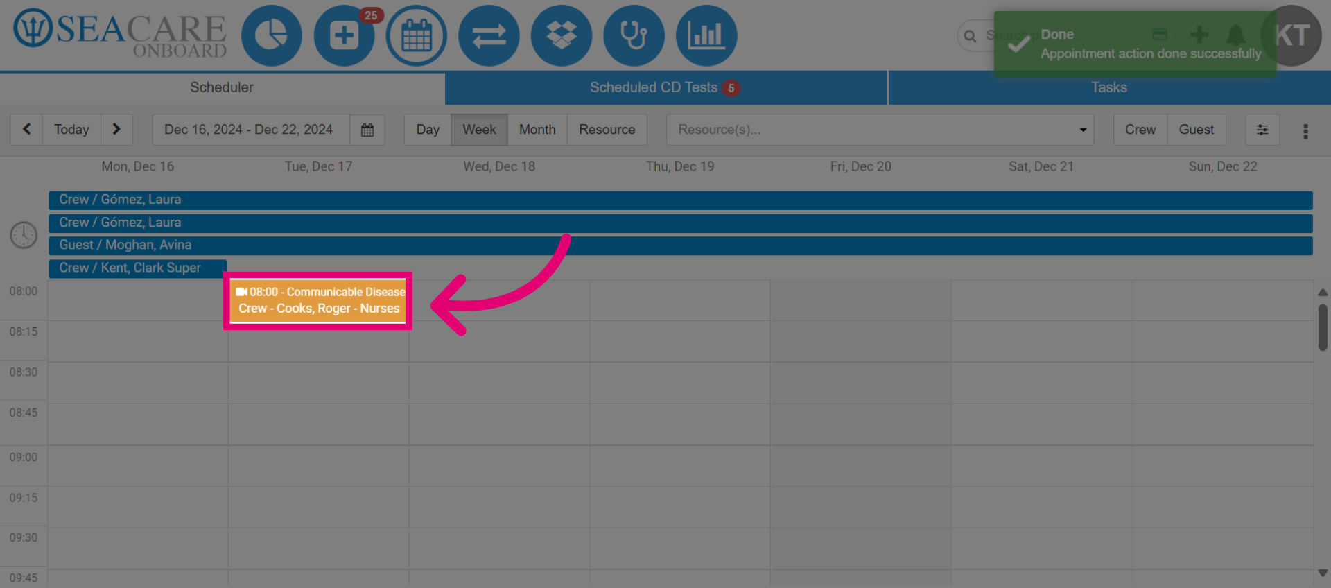 View the entry on the calendar