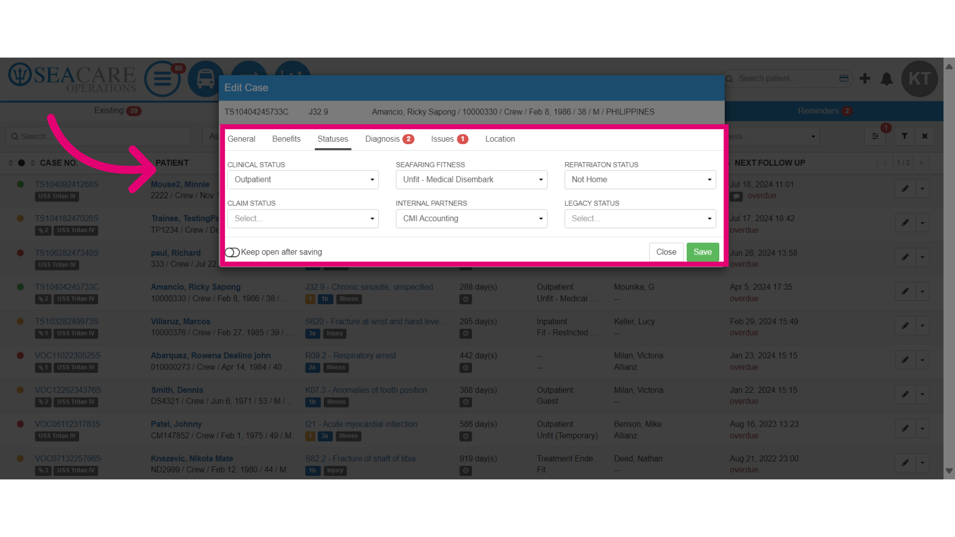 Make update various case statuses