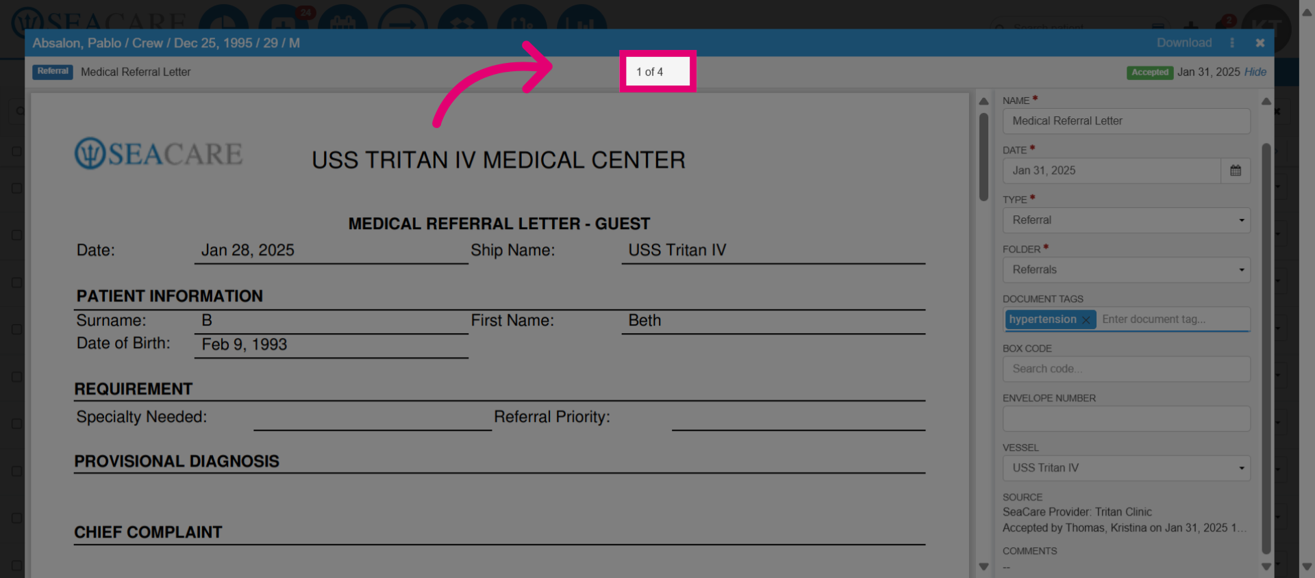 View different documents from the list