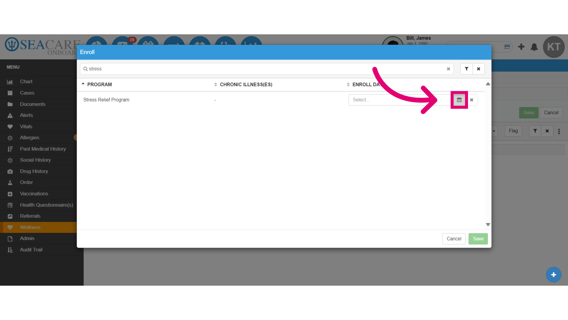 Select the 'Calendar' option