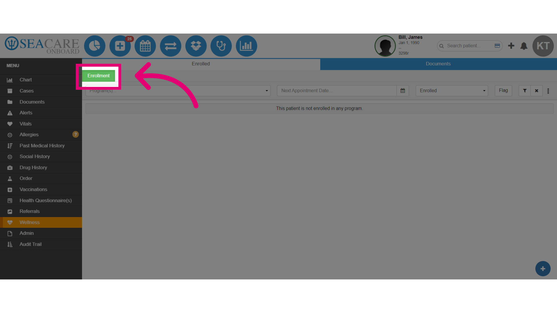 Select 'Enrollment'