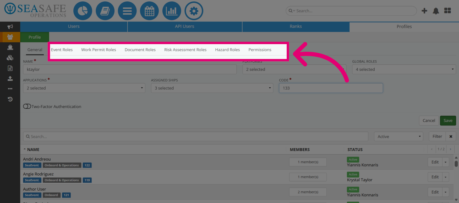 Assign 'Class Roles' Permissions for the Profile