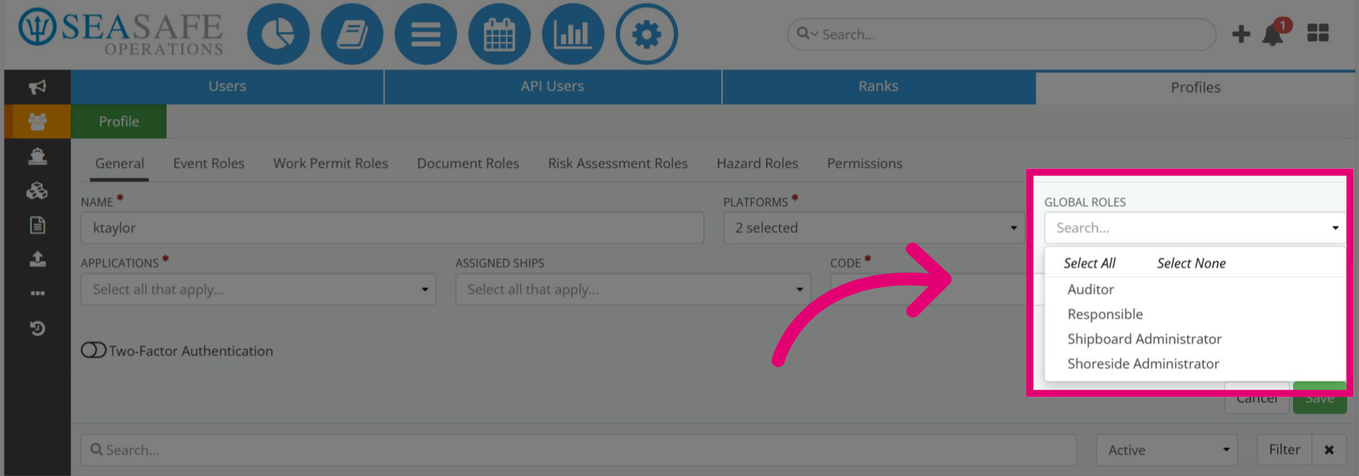 Select Global Roles