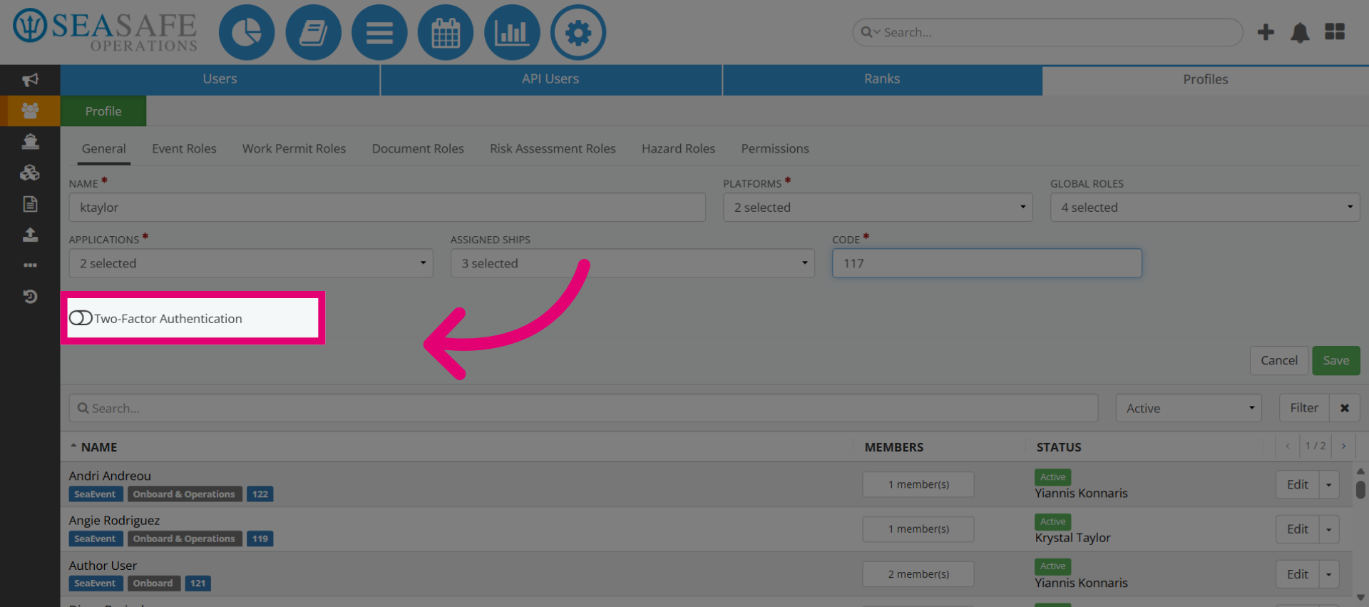 Two-Factor Authentication Option