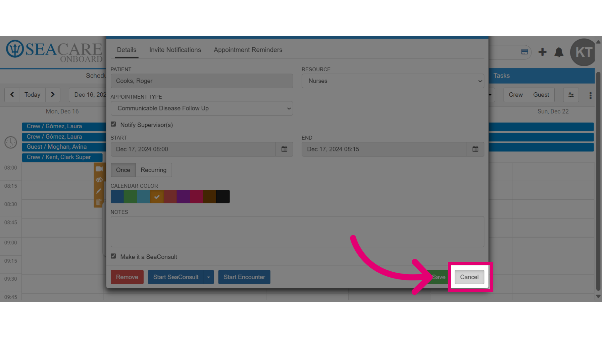 Close the window by selecting 'Cancel'