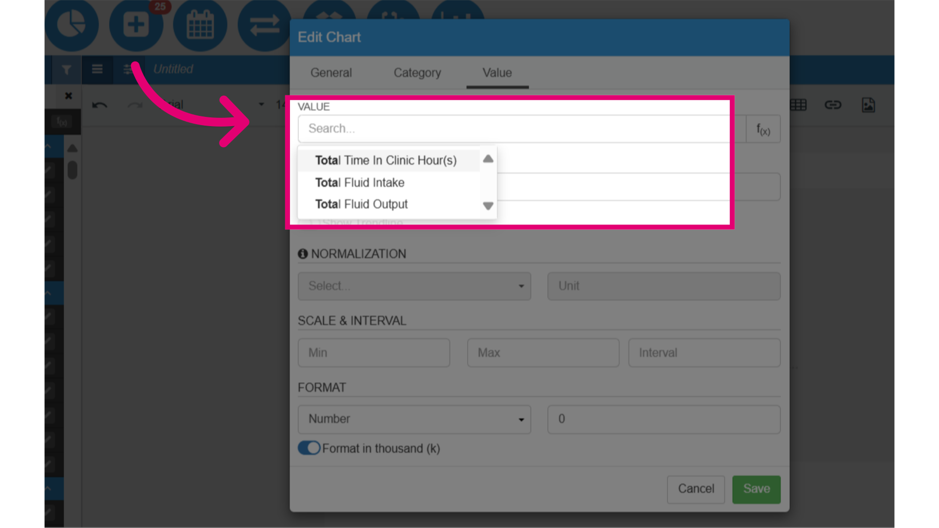 Type in a value and select one from the list