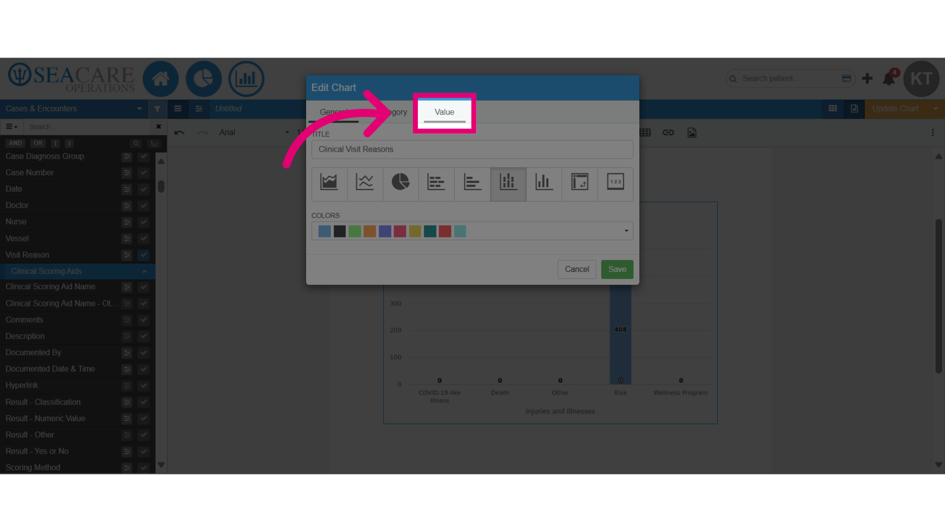 Click on the'Value' tab