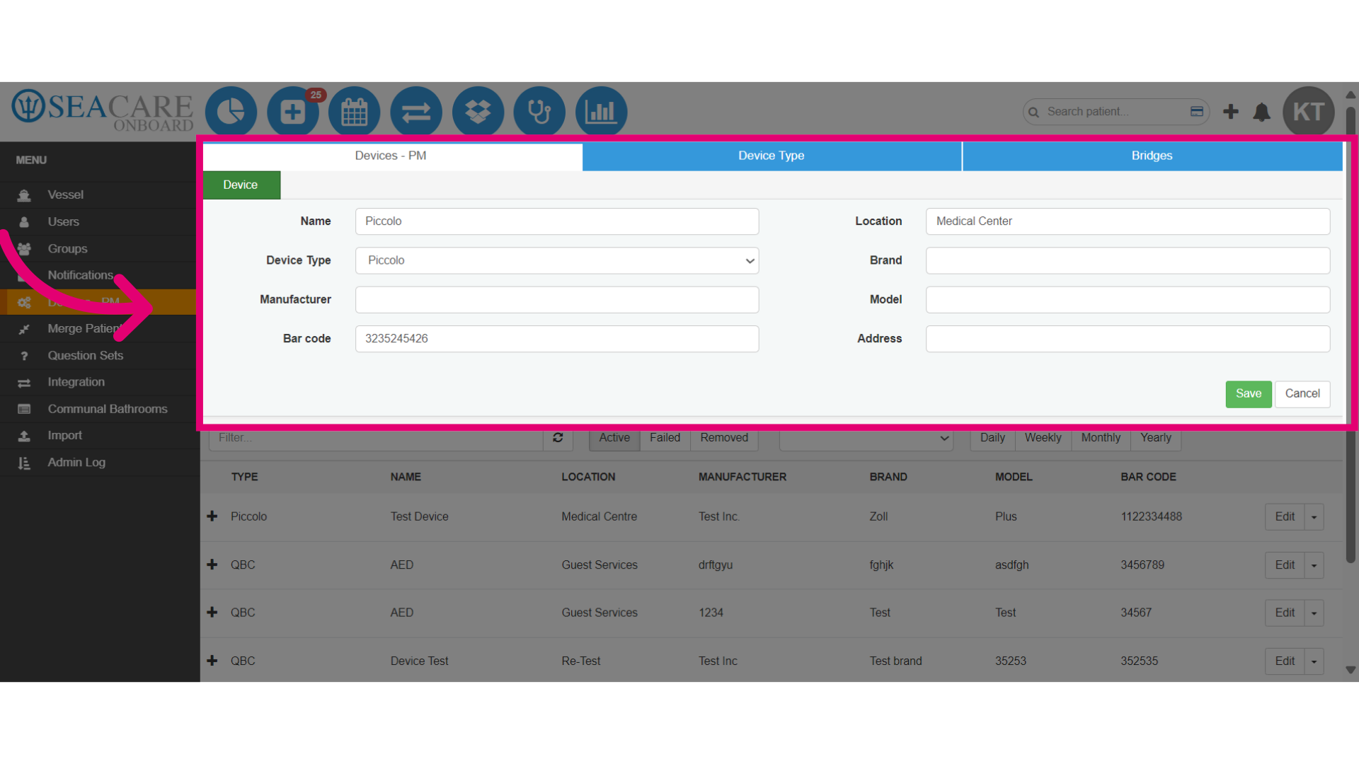 Add the device details