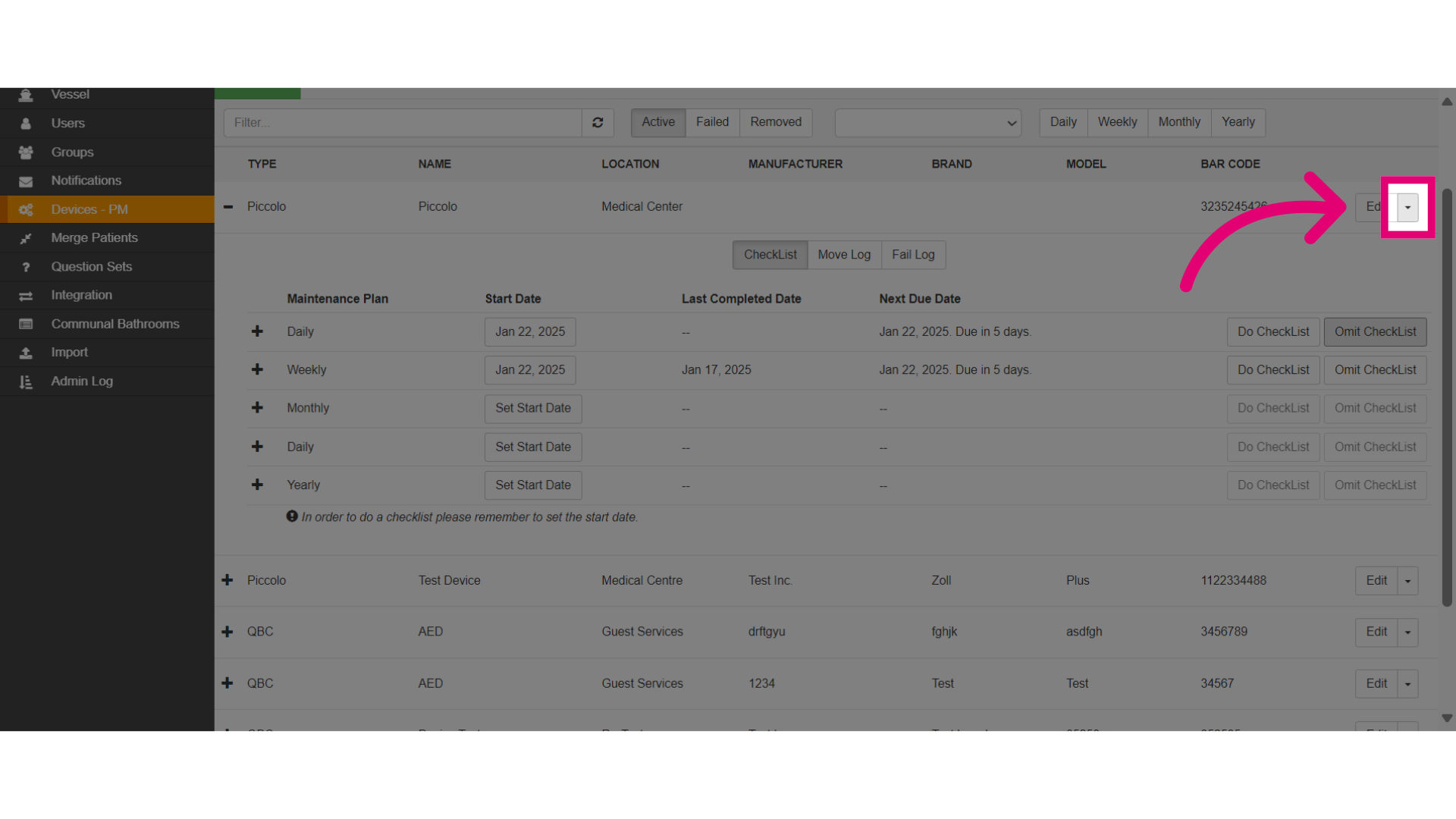 View options by toggling the dropdown
