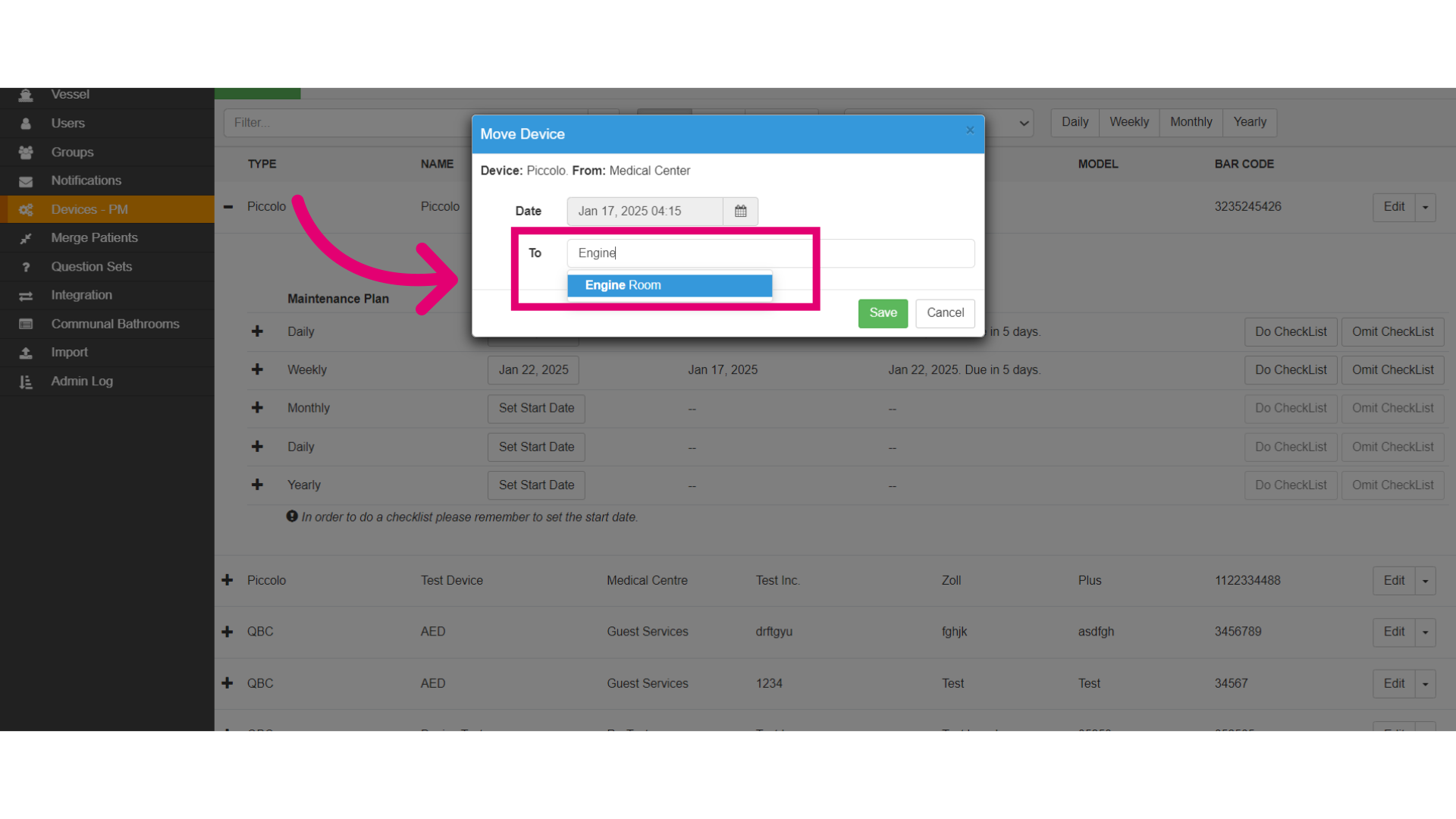 Type the new location in the Search field