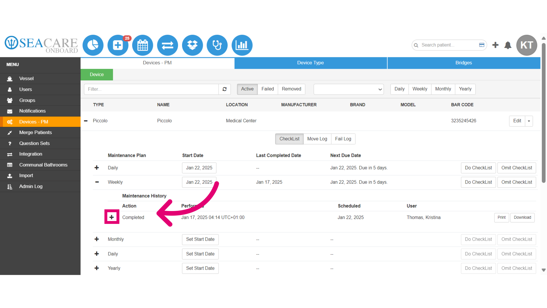 Review the Maintenance History