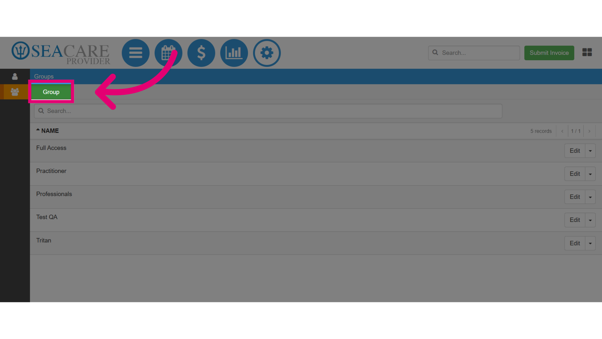 Select the green 'Group' button