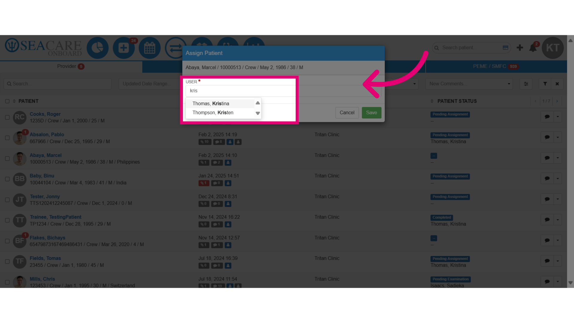 Select the user from the results