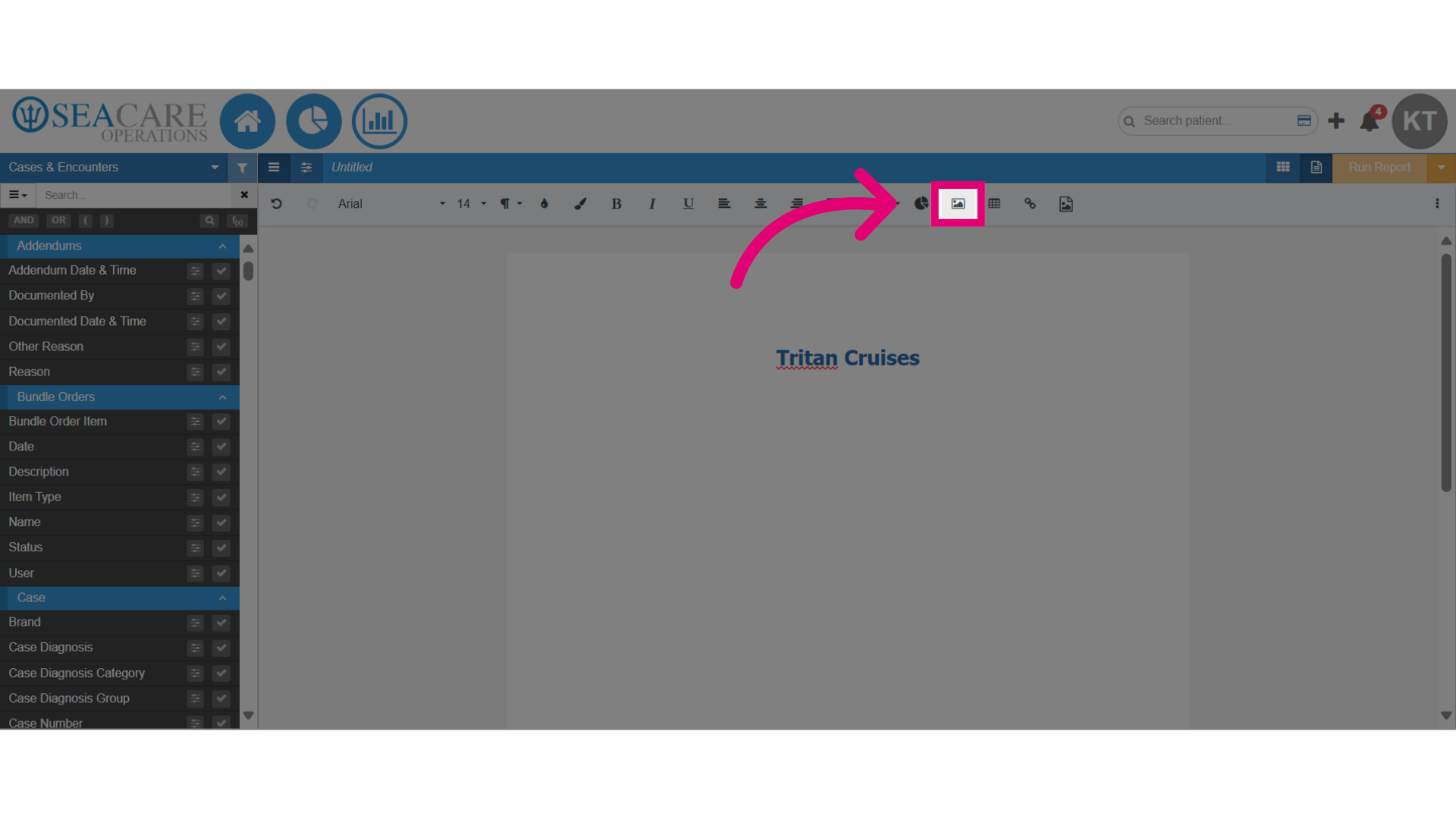 Add the image to the document editor