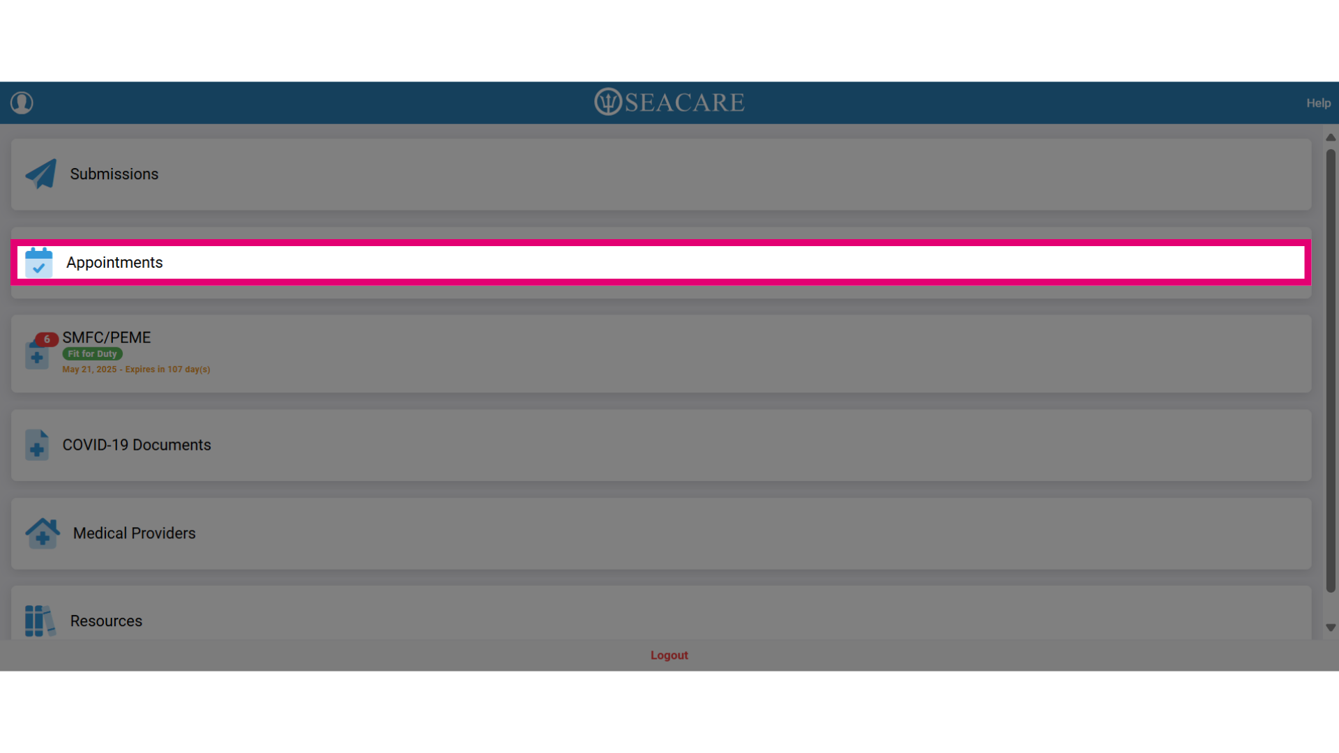 Select 'Appointments'