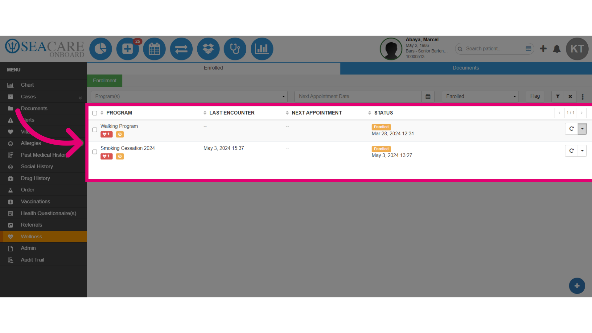 Select the program from the list