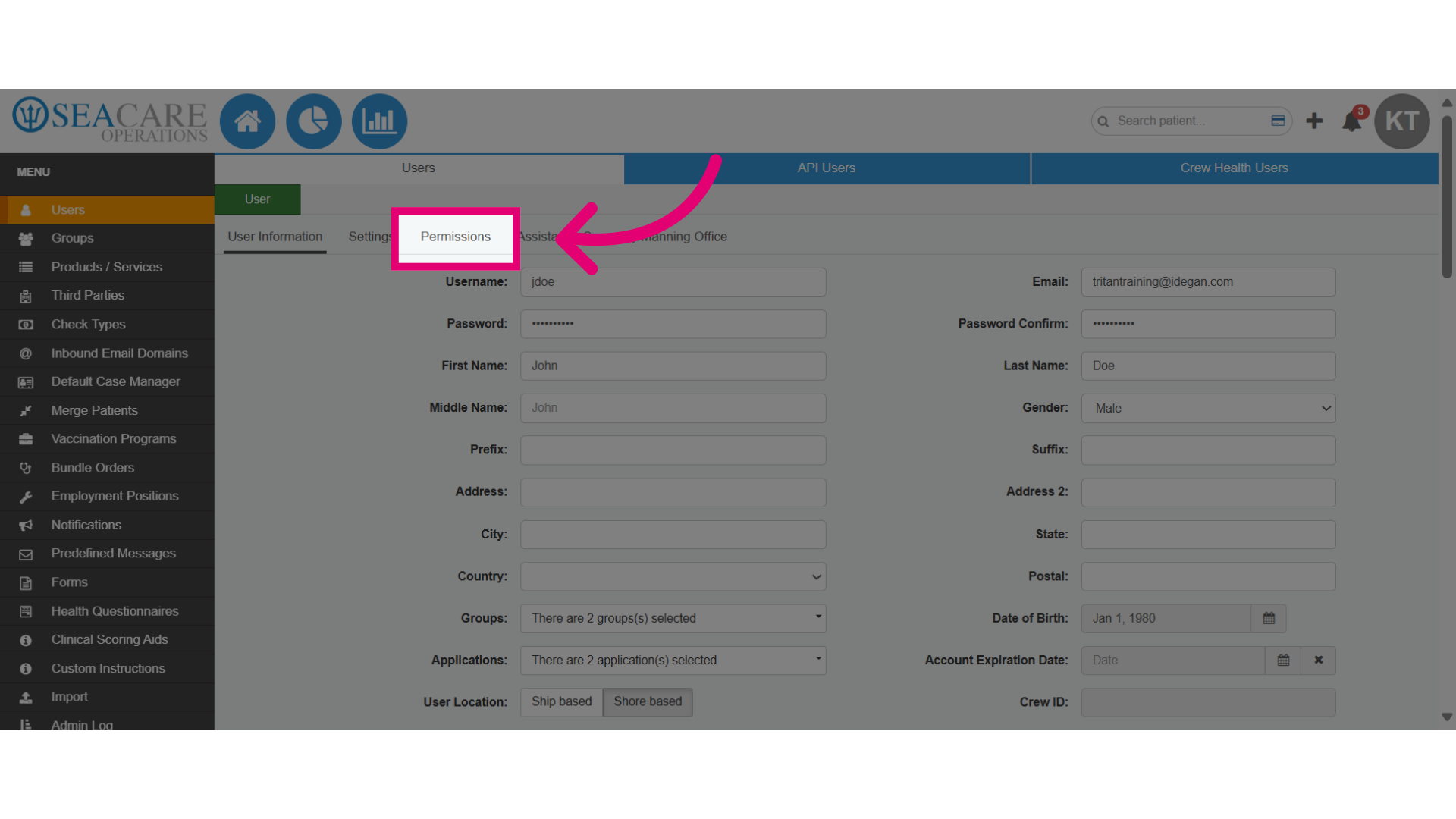 Select 'Permissions'